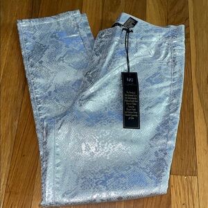 NWT DG2 by Diane Gilman Silver Metallic Jeans.  Size 12.  Stretch.